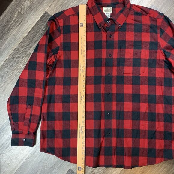 LL Bean Mens Shirt XL Red Plaid Cotton Flannel Traditional Fit Button Up - Picture 3 of 6